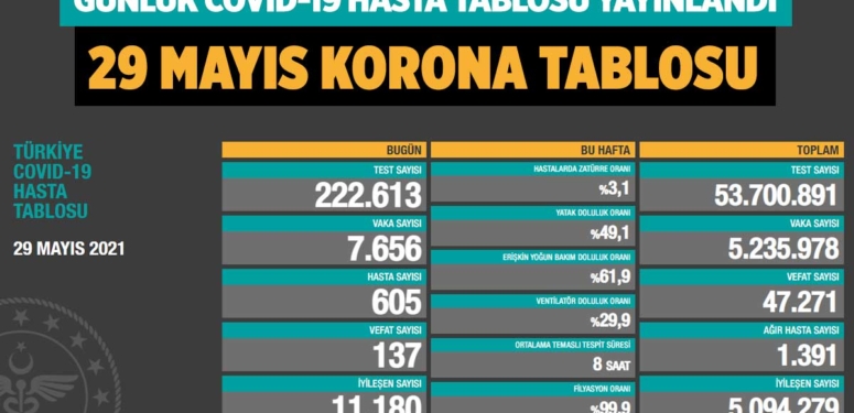 Son dakika… Günlük Covid-19 tablosu (29 Mayıs 2021)