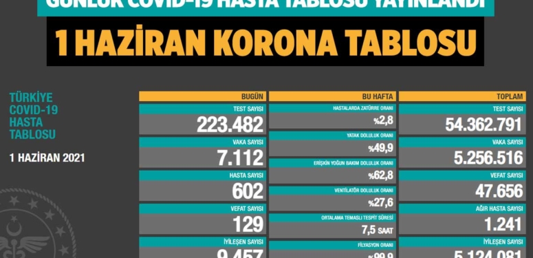 Son dakika… Günlük Covid-19 tablosu (1 Haziran 2021)
