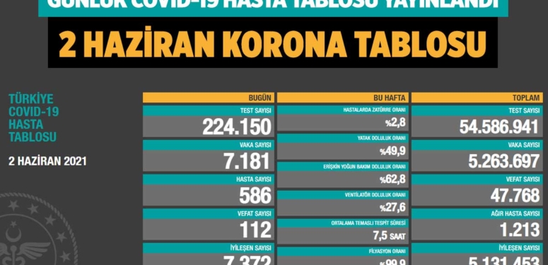 Son dakika… Günlük Covid-19 tablosu (2 Haziran 2021)