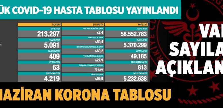 Son dakika… Günlük Covid-19 tablosu (20 Haziran 2021)