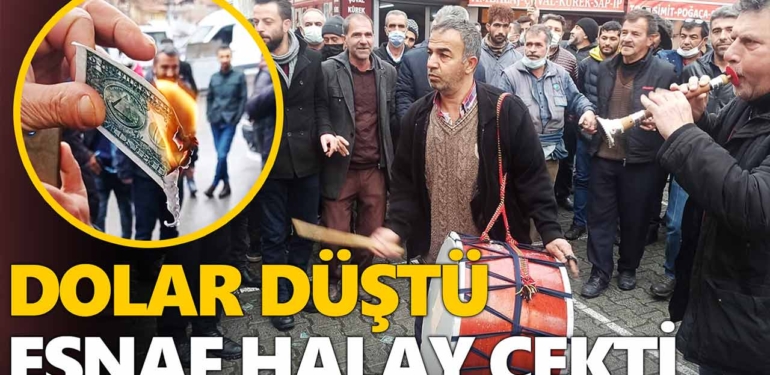 Dolar düştü, Malatya’da esnaf dolar yakıp halay çekti