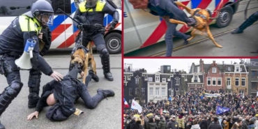 hollanda-polisi-covid-19-önlemlerini-protesto-eden-göstericilere-cop-ve-köpeklerle-müdahale-etti-a24haber